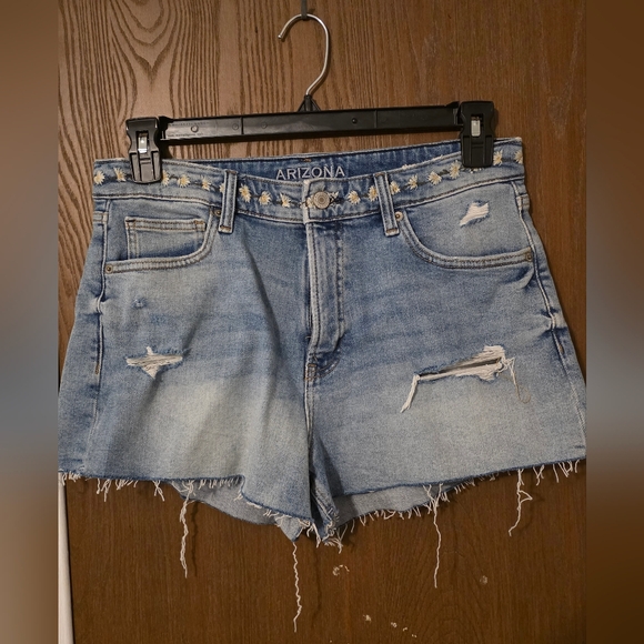 Arizona Jean Company Pants - Arizona Jean Company Light Blue Distressed Jean Shorts